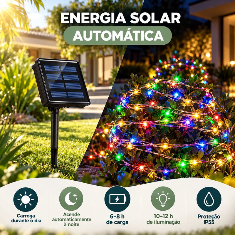 Pisca-Pisca Solar LED RGB para Jardim 22m ou 32m IP55