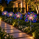 Luminária Solar LED Efeito Fogos para Jardim | 90 a 200 LEDs